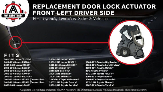 Door Latch Lock Actuator Motor - Front Left Driver Side - For